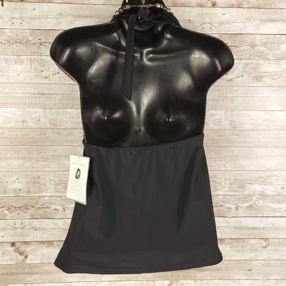 NWT, Jaclyn Smith, Women's 6 Halter Tie Tankini Swim Top Blk with buckle detail - Picture 7 of 10